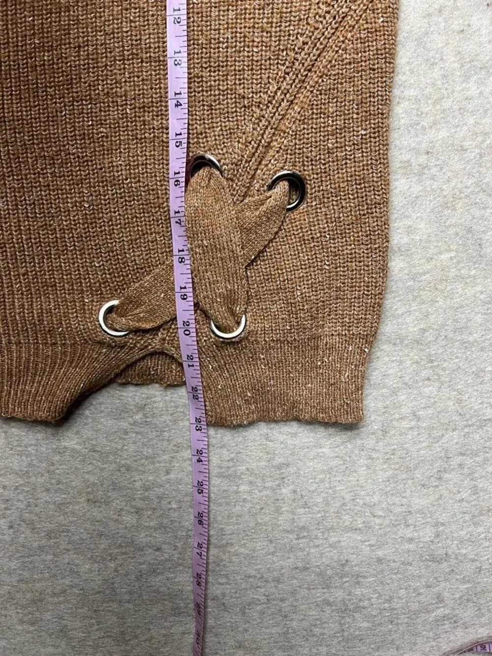 Kerisma Brown Mock Neck Angola Blend Sweater Knit Lace Oversized Soft M/L - Picture 9 of 9
